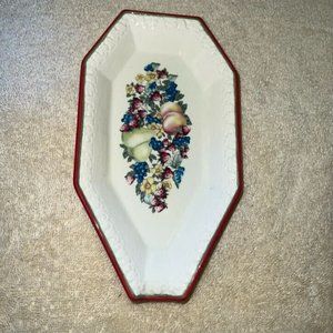 1980's Avon Sweet Country Harvest Spoon Rest Ceramic Fruit Pattern NOS